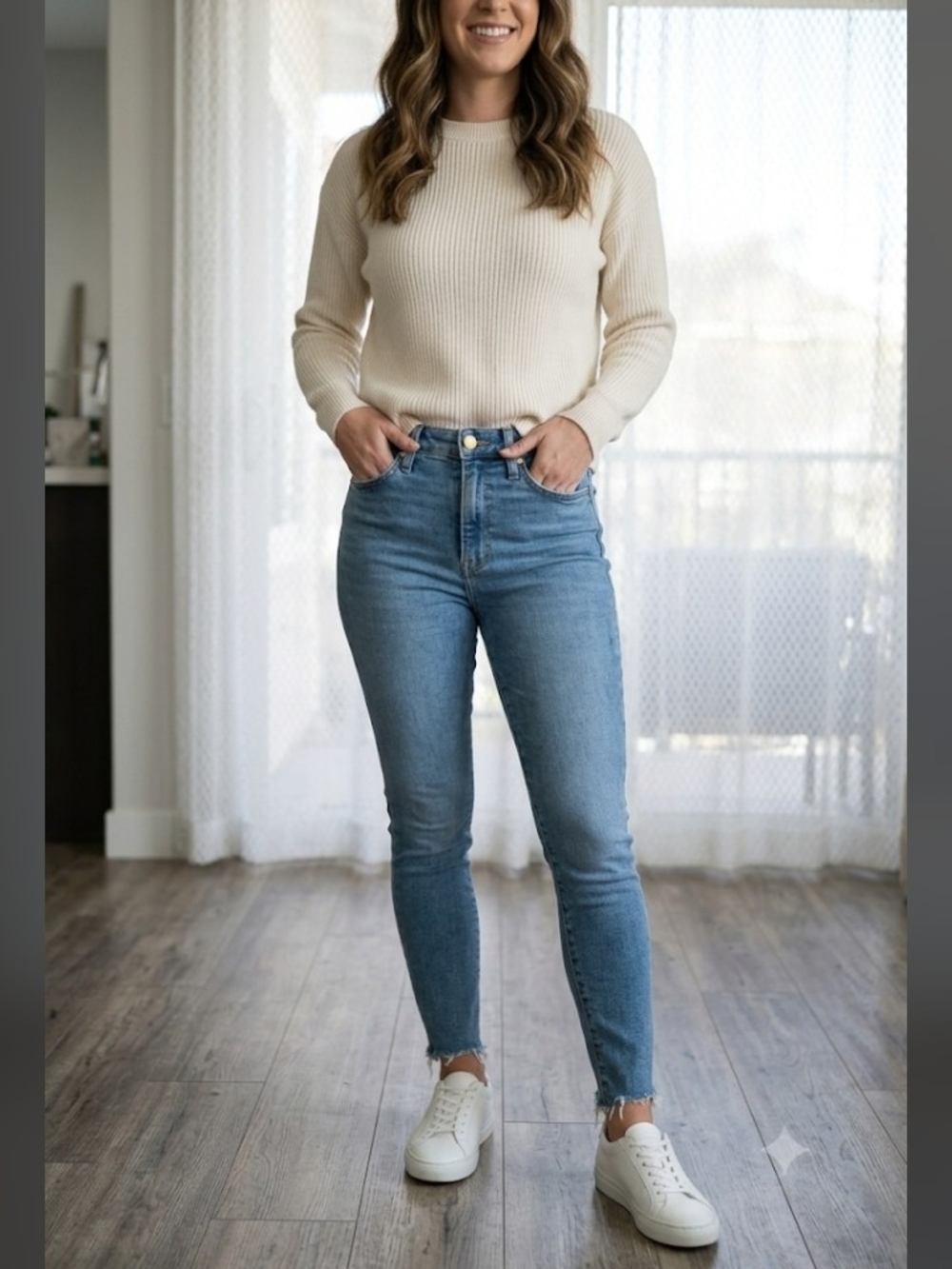 Good American Good Legs Crop High-Rise Organic Cotton Blue Skinny Jeans, 27 / 4